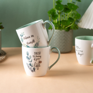 Tazza <span class=keywords><strong>da</strong></span> caffè in ceramica di grandi dimensioni OEM Design verde personalizzato <span class=keywords><strong>con</strong></span> <span class=keywords><strong>tazze</strong></span> di porcellana <span class=keywords><strong>con</strong></span> testo positivo - Product Image 5