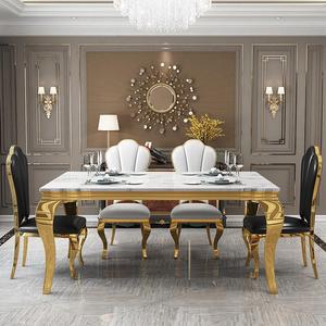 Modern European Marble Slate <strong>Dining</strong> <strong>Table</strong> Set Light Luxury Stainless Steel Rectangular <strong>Table</strong> <strong>for</strong> <strong>Small</strong> Household - Product Image 2