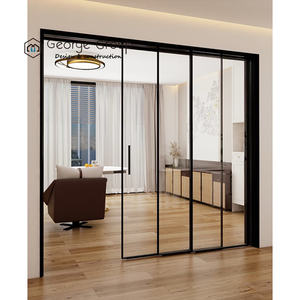 Portes coulissantes en verre et aluminium design moderne à profil mince pour la cuisine, la salle de bain, l'hôtel et le centre commercial pour l'intérieur de la pièce et le jardin. - Product Image 2