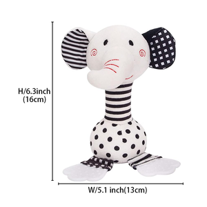 Grandes oreilles <span class=keywords><strong>et</strong></span> <span class=keywords><strong>pieds</strong></span> Noir <span class=keywords><strong>et</strong></span> blanc Éléphant doux Poignée Animal Hochet Puzzle Jouet avec Sound Safe Baby Toys 0-12 Mois - Product Image 3