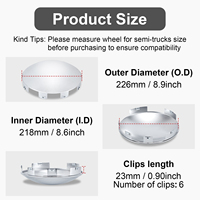Penutup Hub Cap Chrome untuk Truk Semi 8.9", 6 Takik Tidak Rata, Kubah Logam 0.9" untuk Penutup Hub Truk Semi, 2 Buah