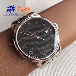 Montre à quartz pour homme avec affichage de la date, cadran noir classique à chiffres romains, bracelet en acier inoxydable - Product Image 1