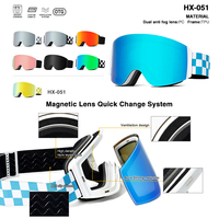 Masque de ski CE UV400 Protection Lunettes de sécurité pour snowboard Lentille cylindrique polarisée Anti-buée OEM Lunettes d'hiver pour la neige Logo personnalisé