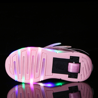 Chaussures à roulettes pour enfants, une roue, LED sans lumière, recharge USB, chaussures de roller