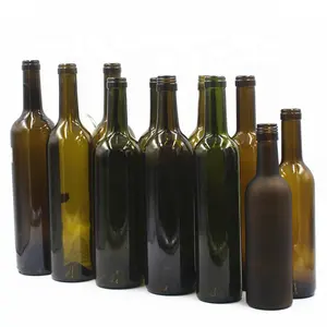 زجاجة خمر حمراء فارغة 750 مل فاخرة بسعر الجملة من المصنعين زجاجات خمر عنابي خضراء داكنة