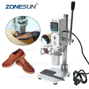 ZONESUN Foliedruk Machine Embossing Logo Handelsmerk Handleiding Bronzing Machine Voor Afgewerkte Lederen Schoenen Warmte Koude Persing