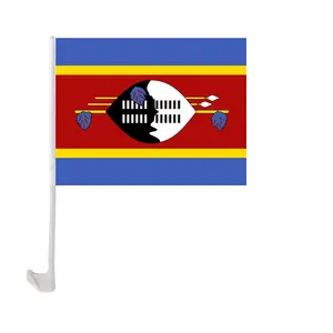 12X18 Inci Poliester Cetak Kustom Swaziland Bendera Jendela Mobil dengan Pemegang