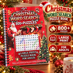 Livre de puzzles de <span class=keywords><strong>mots</strong></span> de Noël en gros, grands caractères, plus de 800 puzzles pour adultes et seniors, reliure spirale, livre d'activités de vacances, cadeau - Product Image 1