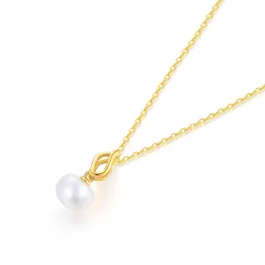 Fine Jewelry Gold Wholesale Supplier Engagement Wedding Hot Selling Woman Natural Pearl 18K Gold AU750 Pendant