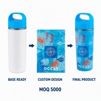 Bouteille d'eau chaude personnalisable en plastique PP sans BPA, 330 ml, écologique, réutilisable, alimentaire, avec bouchon à vis, facile à transporter, pour le sport, l'escalade et le camping