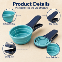 Cuillère à croquettes pour animaux de compagnie avec clip de fermeture pour sceller les sacs de nourriture, mesurer les portions et organiser quotidiennement les zones d'alimentation de la cuisine.