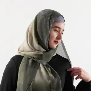 Thiết Kế Hồi Giáo Hồi Giáo Dip Nhuộm Scarvesombre Khăn Choàng Long Lanh Hijab Polyester Dệt Kim Bandana Khăn Cho Phụ Nữ Hồi Giáo Thời Trang