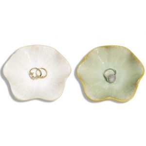 Leaf Shape <b>Ring</b> Holder Dish, Small Key Bowl, <b>Ceramic</b> Trinket Tray Jewelry Dish Organizing Necklace Earrings - Product Image 1