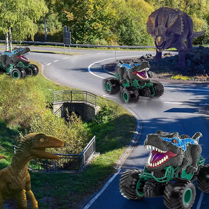 Juguetes de Coche Dinosaurio con Control Remoto por Radio de 2.4GHz para Niños, Vehículo <span class=keywords><strong>Dino</strong></span> con Luces, Efectos de Sonido y Función de Pulverización de Agua - Product Image 4