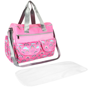 Bolsa de Pañales de Gran Capacidad, Impermeable, Material de Felpa, Patrón de Arcoíris, Bolsa para Cambiar Pañales con Almohadilla, Invierno 2024 - Product Image 1