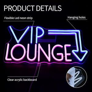 Enseignes néon LED VIP Lounge, à intensité variable, alimentées par USB, lumière d'ambiance, décoration de vitrine, lumière indicatrice de rue, personnalisables - Product Image 1