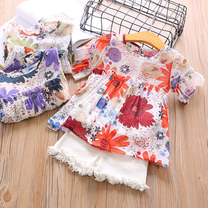 Italian <b>Pant</b> Coat and Hysterectomy Set Casual Summer Floral Fabrics Jeans for Kids Clothes From China Supplier - Product Image 2