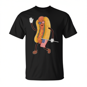 Camiseta Patriótica con Estampado de Hot Dog, Cuello Redondo, Manga Corta, Impresión Digital, para Hombre Adulto, Promocional - Product Image 2