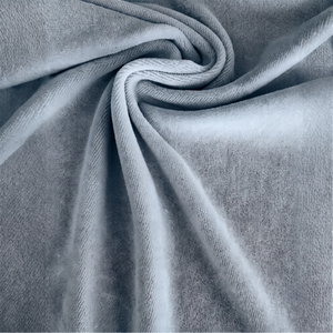 Premium 240gsm Steel Blue Cotton Knitted Velour Fabric 80/20 Cotton Polyester Roll for Wholesale Garments - Product Image 1