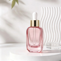 Flacon compte-gouttes de luxe en verre ambré brun de 30 ml pour sérum de soin de la peau, avec bouchon compte-gouttes blanc, fond épais et emballage
