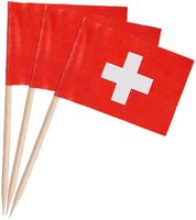 Grosir Bendera Tusuk Gigi Kustom Swiss dan Tusuk Bendera Swiss Mini Kecil untuk Dekorasi Kue Keping Baru