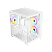 Boîtiers d'ordinateur de jeu personnalisés M-ATX avec façade/côté en verre, Argb, pour PC de bureau, noir/blanc