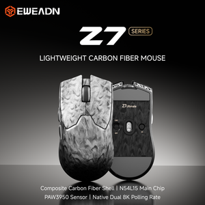 Mouse EWEADN Z7 com Taxa de Polling de 8k, Fibra de Carbono Composta, Ergonômico, 42.000 DPI, Sem Fio, Leve, Branco, para Jogos de Computador - Product Image 3