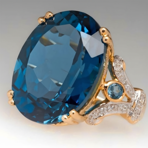 Anello di diamanti moda europea e americana vendita calda blu uovo d'oca anello di mandorla Design creativo di personalità alla moda - Product Image 1