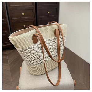 Summer Seaside Vacation Ladies Straw Zip <b>Waterproof</b> New Style Woven Large Capacity Shoulder Bag Fashion Tote Bag Tanjing - Product Image 1