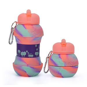 Large Leak-Proof Flip-Up Spout Silicone <b>Water</b> <b>Bottle</b> for Kids Cute Style with Tritan PC Materials Reusable Camping Cap Accessory - Product Image 5