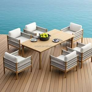Juego <span class=keywords><strong>de</strong></span> Comedor <span class=keywords><strong>de</strong></span> <span class=keywords><strong>Madera</strong></span> <span class=keywords><strong>de</strong></span> Lujo <span class=keywords><strong>para</strong></span> Exteriores Foshan con 6 Sillas, Muebles <span class=keywords><strong>de</strong></span> <span class=keywords><strong>Patio</strong></span> Resistentes a la Intemperie <span class=keywords><strong>para</strong></span> Jardín y <span class=keywords><strong>Bar</strong></span> <span class=keywords><strong>de</strong></span> Playa - Product Image 1