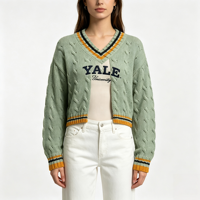 Pull-over décontracté à manches longues en tricot jacquard personnalisé Kiki, rayures jaunes de haute qualité, col rond, OEM & ODM, vente en gros pour l'automne