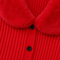 Robe moulante chic et tendance pour femme, rouge, côtelée, automne-hiver, col à revers, manches longues, faux boutons sur le devant, mélange de viscose, personnalisable avec LOGO