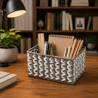 Paniers de rangement multifonctionnels en corde de papier tressée bicolore, design géométrique moderne et minimaliste, carrés/ovales, pour fleurs, vente en gros sur mesure