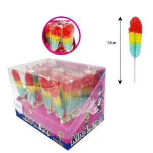2022 popular rainbow feather lollipop hard candy for kids