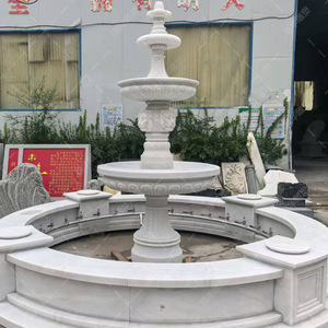 Fontaine en pierre sculptée, style européen, pour extérieur, avec bassin à colonnes en marbre, ensemble complet pour aménagement paysager - Product Image 3
