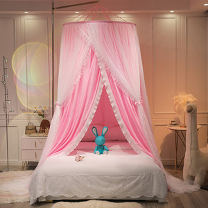 <span class=keywords><strong>Moustiquaire</strong></span> de lit suspendue pliable en voile, style baldaquin rond princesse, pour lit King Size, usage extérieur et domestique, toutes saisons - Product Image 4