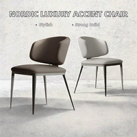 Fauteuil d'appoint moderne et portable en cuir rembourré avec structure métallique, idéal pour appartement, maison, hôtel, villa, salle à manger et salon