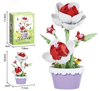 Ensemble de blocs de construction de mini-pots de fleurs DIY, 12 styles, respectueux de l'environnement, en ABS, briques de bonsaï florales, jouet pour la décoration de la maison, cadeau pour les filles et les enfants