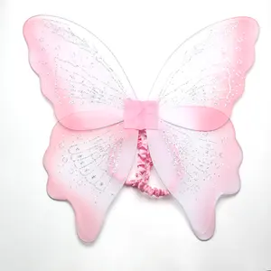 Cute Pink Butterfly Fairy Wing Tutu Wand Set for Kids Children Costume Party Costume Birthday Party Butterfly Fairy Wings