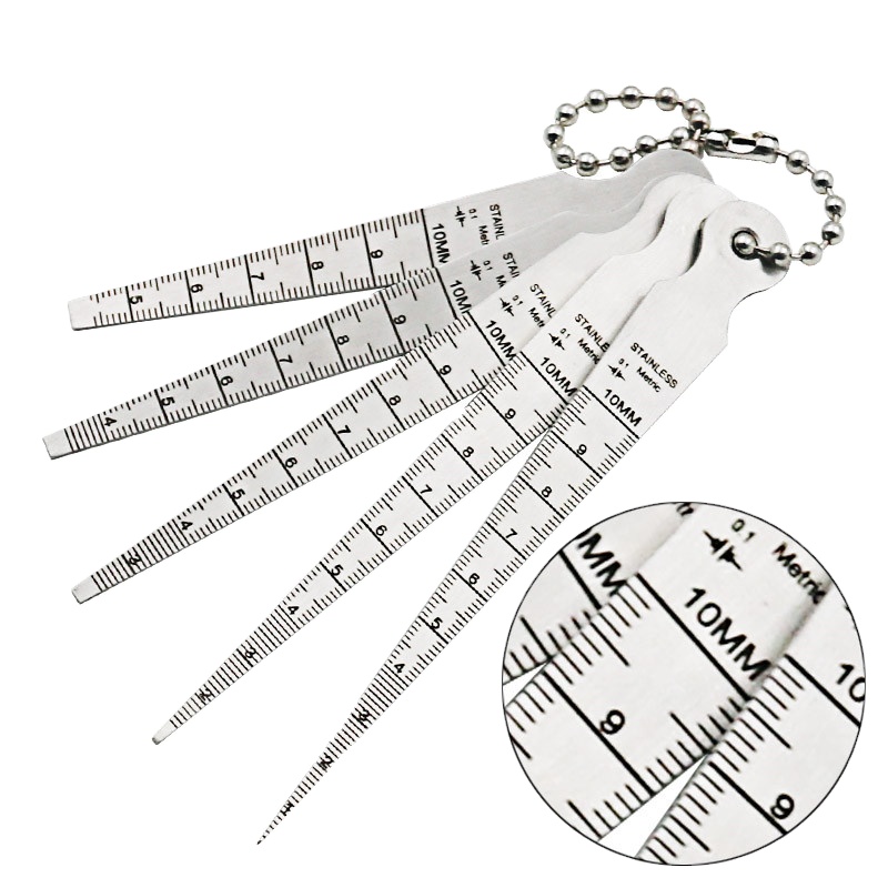 Pengukur lubang bor, 5 buah/set pengukur baja tahan karat 1-10mm skala apertur Las Feeler Gauge untuk alat pengukuran lubang bor