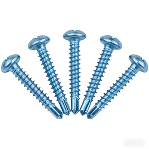 Vis autoperceuses à tête fraisée en acier au carbone, à empreinte cruciforme, zinguées bleu-blanc - Product Image 4