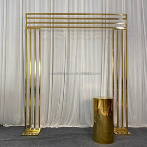 إطار زفاف ذهبي، حامل خلفية زفاف من الفولاذ المقاوم للصدأ، قوس زفاف، خلفية لفعاليات الزفاف - Product Image 2