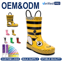 Bottes de pluie pour enfants à motif animalier, imperméables, en caoutchouc, avec poignées faciles à enfiler, pour garçons et filles, pour les jeux en plein air