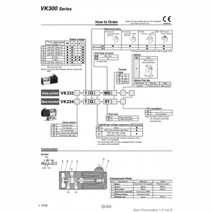 Válvula de control de válvula solenoide neumática SMC, válvula de control de VK332V-5G-M5 - Product Image 1