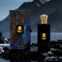 Flacon de parfum noir mat avec bouchon couronne 30ml 50ml 100ml, flacon de parfum vide en verre avec pulvérisateur à sertir et emballage avec logo en feuille d'or