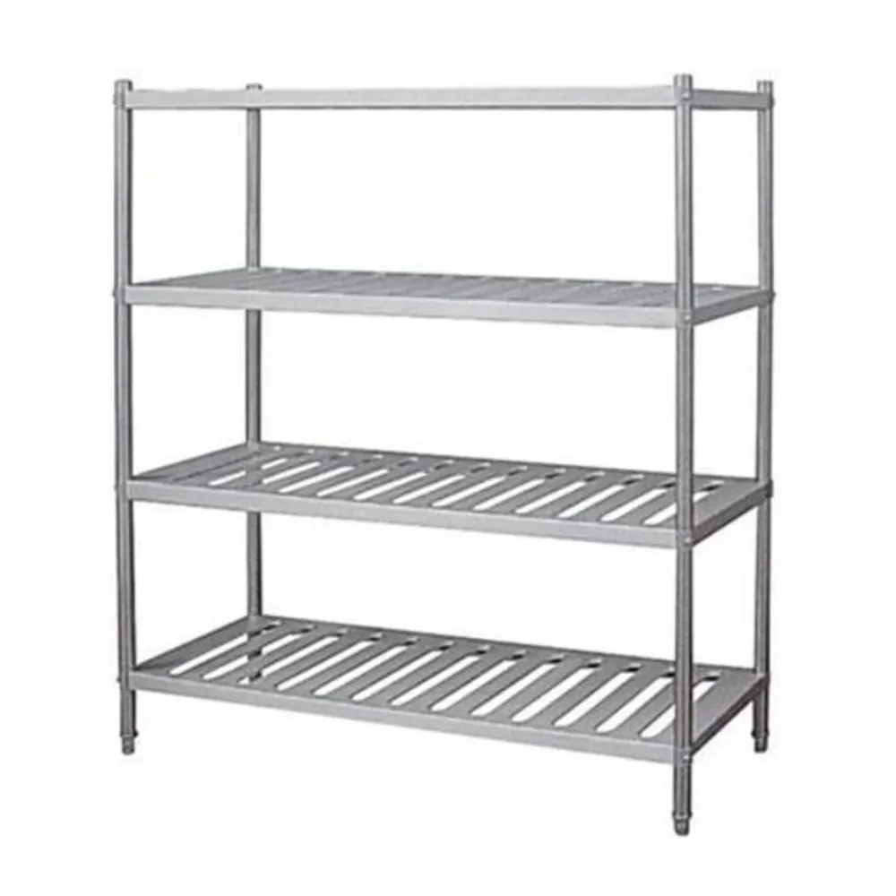 201SS Customized Four Layers Commodity Shelf Heavy Duty Assemble Flat Drain Storage Rack For Kitchen