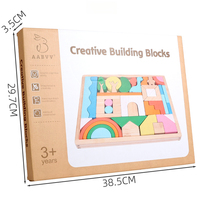 Juego de Bloques de Formas Creativas de Madera Montessori, 46 Piezas, Juguete Apilable, Educativo para Niños Pequeños, Aprendizaje STEM, Juego Sensorial, Regalo Divertido