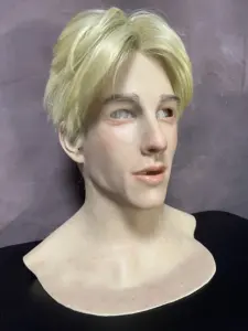 Máscara Realista de <span class=keywords><strong>Hombre</strong></span> <span class=keywords><strong>Rubio</strong></span> de Silicona, Máscara de Cosplay de Cabeza Completa para Transformación de Género - Product Image 4