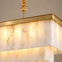 Lustre LED rectangulaire en albâtre élégant et personnalisé, garantie de 2 ans, pour salle à manger, salon, vente en gros, usine